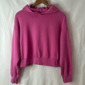 Pink cropped hoodie womens size medium hot pink Barbie girl like new